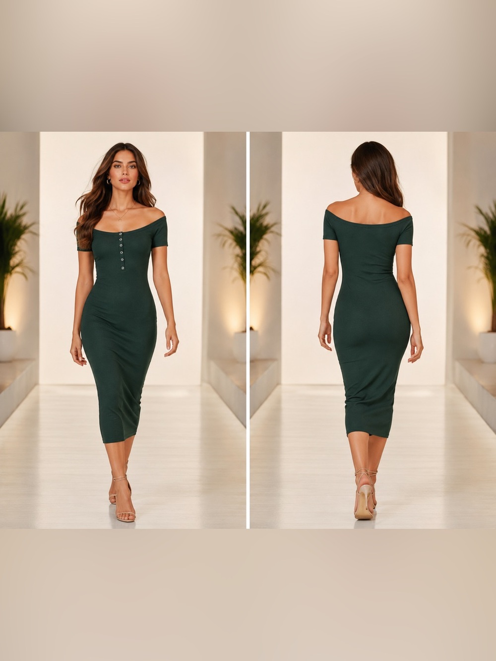 🧚🏼♂️ Heart & Hips Bodycon Dress Dark Green Ribbed Knit 🤍 Sz S